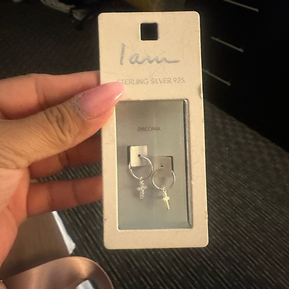 Sterling Silver Cross Earrings - Picture 1 of 3